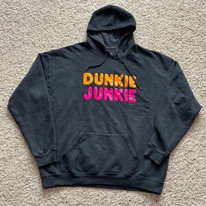 Fun Fruit of the Loom Gray Dunkie Junkie logo unisex hoodie XL